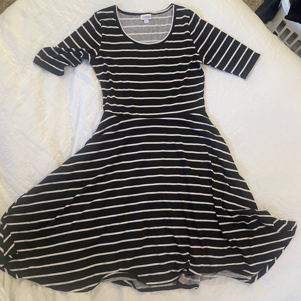 Black and white striped dress